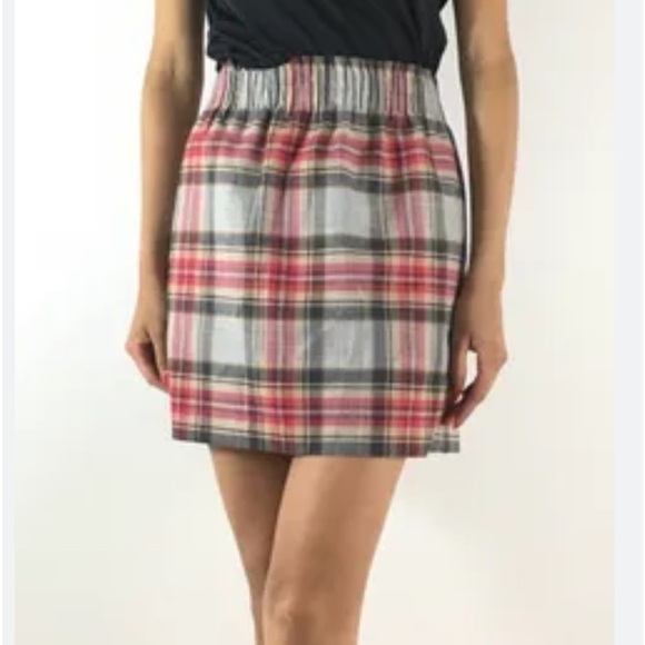 J. Crew Fireside Plaid Wool Gathered Waist Pull On Skirt - Picture 1 of 9